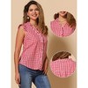 INSPIRE CHIC Women's Button-Down Cap Sleeve Plaid Gingham Ruffle Shirt - 2 of 4