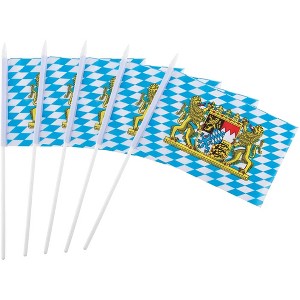 Juvale 72 Piece Bavarian Stick Flag, Handheld Flags, German Party Decor (8x5 in) - 1 of 4