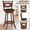 Tangkula 4PCS 360° Swivel Bar Stools Dining Chairs Solid Rubber Wood Leather Padded Brown & Black - 2 of 4