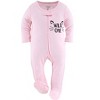 The Peanutshell Footed Baby Sleepers for Girls, Cheetah & Pink Hearts, 3-Pack, Newborn to 12 Month Sizes - 3 of 4