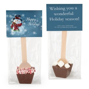 3 Pcs Christmas Hot Chocolate Spoons Dark Chocolate Favors Crushed Peppermint - Snowman - 1 of 2