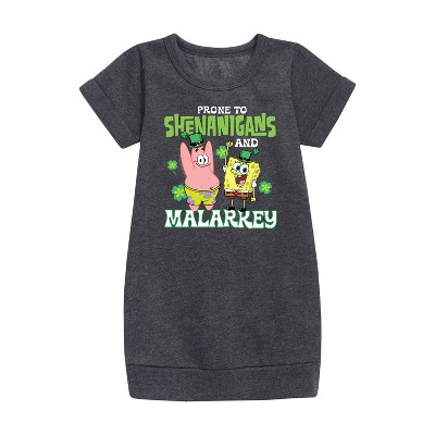 - SpongeBob Squarepants - Prone To Shenanigans And Malarkey Graphic Short Sleeve Fleece Dress