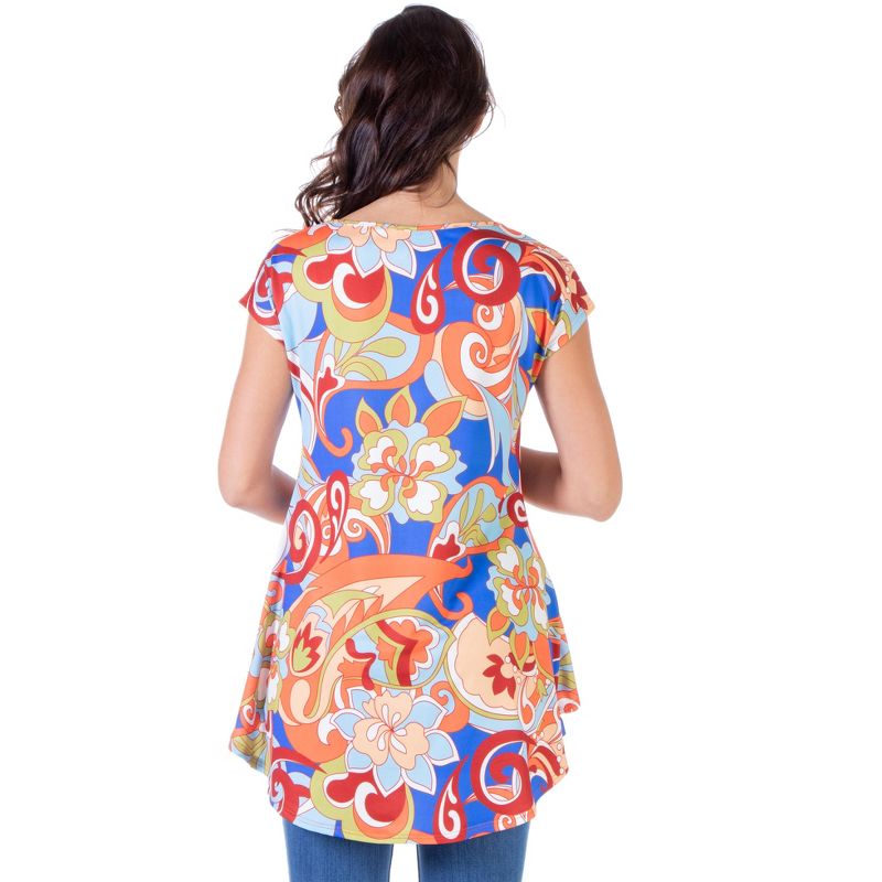 24seven Comfort Apparel Womens Multicolor Floral Maternity High Low Tunic Top, 3 of 5