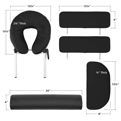 Black Portable Massage Table with Adjustable Backrest and Accessories
