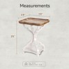 COZAYH Round Rustic Accent End Table with Handcrafted Tray Top Wood Nightstand for Small Spaces Living Room or Bedroom, White - 2 of 4