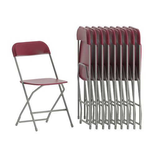 Emma And Oliver Set Of 10 Red Stackable Folding Plastic Chairs 650 Lb Weight Capacity Target