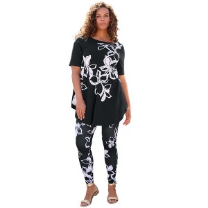 Roaman's Women's Plus Size Placement-Print Set - 1 of 4