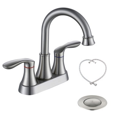 JANSNO 4-Inch Centerset Bathroom Faucet with Dual Handles, Pop-Up Drain and Supply Hoses