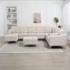 129.14" Convertible Corduroy Modular Sectional Sofa with 2 Storage Ottoman, Console and USB Ports - 4 of 4