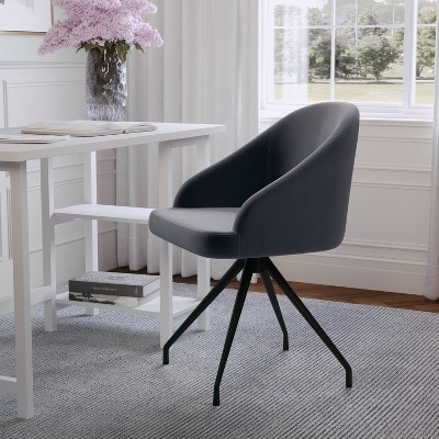 GZMR Gray Upholstered Office Chair Armless with Wood Legs