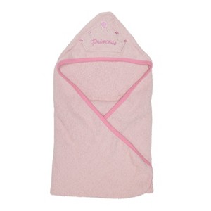 Everyday Kids Hooded Bath Towel for Girls – 3D Pink Princess with Crown, Soft Terry Cloth, Absorbent, Baby Girl Bath Time Essential - 1 of 4