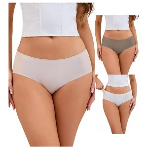 INSPIRE CHIC 3 Packs Women's Mid-Waisted Ladies Panties Full Coverage No Trace Comfortable Briefs - 1 of 4
