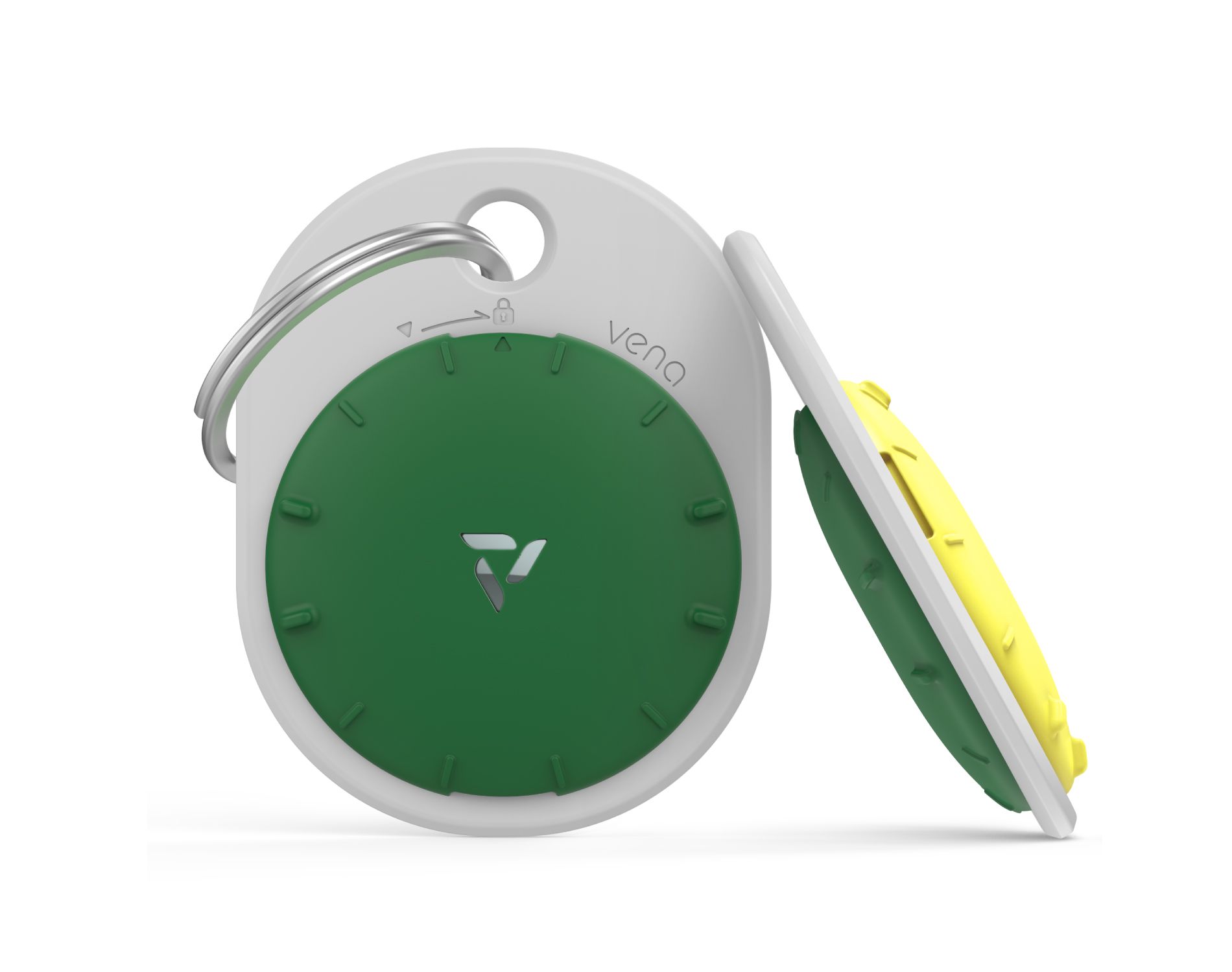 Vena For Apple AirTag Holder Pet, AirTag Keychain Silicone, AirTag Case Cover Carabiner For Dog Cat Collar Luggage Kids Elderly Backpack Green/Yellow