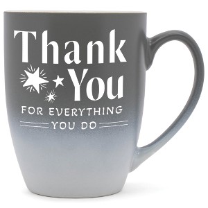 Elanze Designs Thank You Everything You Do Two Toned Ombre Matte Gray and White 12 ounce Ceramic Stoneware Coffee Cup Mug - 1 of 4