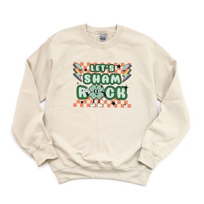 Simply Sage Market Women's Graphic Sweatshirt Let's Sham Rock Lightning Bolt