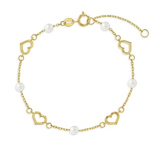 Girls' Open Heart Freshwater Cultured Pearl Bracelet 14k Gold -  In Season Jewelry - 1 of 1