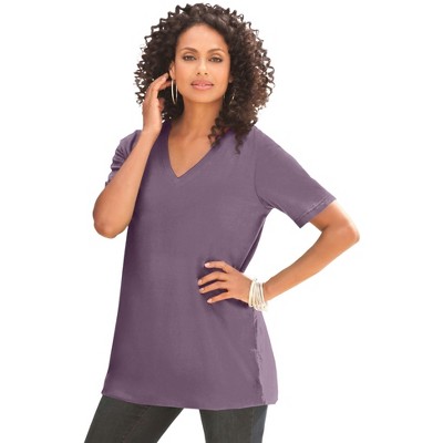 Roaman's Women's Plus Size Ultimate V Neck Tee