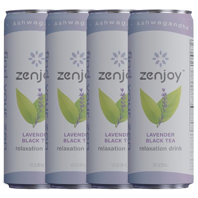 Zenjoy Lavender Black Tea Relaxation Drink - Calming Drink with Ashwagandha, Lemon Balm & L-Theanine for Enhanced Focus - 12oz Can