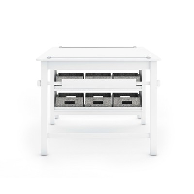 Creamy White Kids' Art Table and Stool Set with Storage