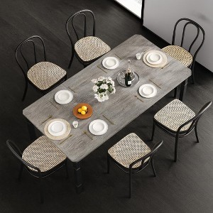 2m Rectangular Dining Table – Modern Industrial MDF Top Metal Legs Rounded Corners for Family Kitchen - 1 of 4