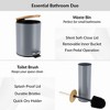Evideco French Home Goods Bathroom Set with Bamboo Lid - Matte Metal Trash Can and Toilet Brush - 3 of 4