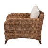 bali & pari Vevina Mahogany Wood and Woven Seagrass Arm Chair White/Natural Brown/Dark Brown: Polyester Upholstery, No Assembly Required - 4 of 4