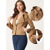 Allegra K Women's Faux Suede Lapel Collar Moto Biker Jacket - 2 of 4