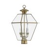 Livex Lighting Westover 3 - Light Post Light in  Antique Brass - 3 of 4