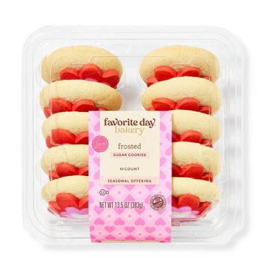 Valentine's Flower Shaped Frosted Sugar Cookies - 13.5oz/10ct - Favorite Day™