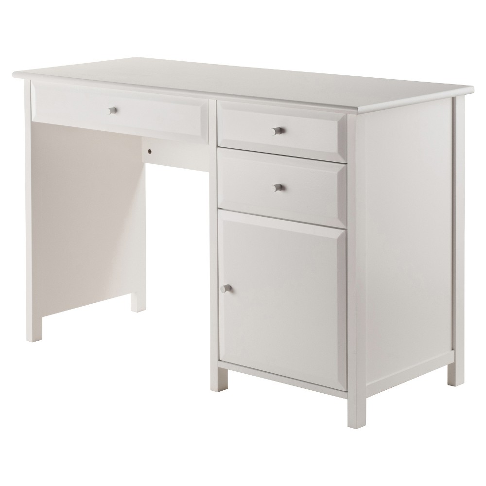 Photos - Office Desk Winsome Delta Office Writing Desk White: Mid-Century Modern Style, MDF Com