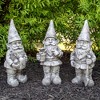 Northlight Set of 3 Gray Gardening Garden Gnomes Outdoor Statues 15.75" - 2 of 4