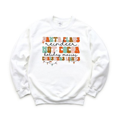 Simply Sage Market Women's Graphic Sweatshirt Santa Cocoa Christmas Lights