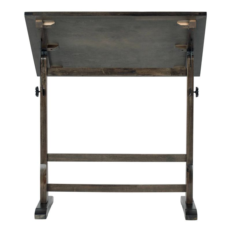 Vintage Solid Wood Drawing/Drafting Table with 36&#34; Wide Adjustable Top Distressed Black - studio designs, 5 of 17