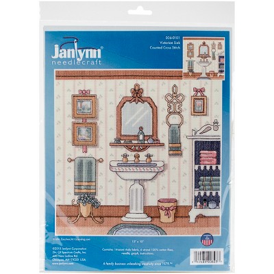 Janlynn Counted Cross Stitch Kit 10"X10"-Victorian Sink (14 Count)