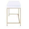 NicBex Modern Standing Writing Desk with White High Gloss and Gold Finish for Living Room, Office - 3 of 4