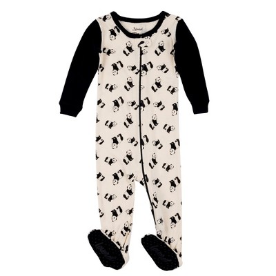 Image of Leveret Footed Cotton Pajamas Panda 3-6 Month