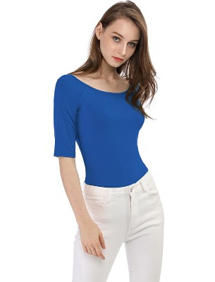 INSPIRE CHIC Women's Half Sleeves Scoop Neck Fitted Layering Soft T-Shirt