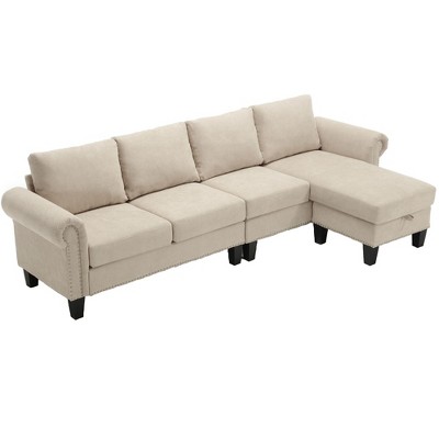 NicBex Convertible Sectional Sofa,L-Shaped Couch with Storage Chaise for Living Room,Apartment,Office,Beige