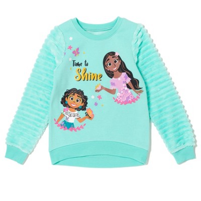 Disney Girls Fleece Sweatshirt with Faux Fur Sleeves Little Kid to Big Kid