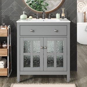 Christopher Knight Home Graham 30" Contemporary Bathroom Vanity with Ceramic Sink and Adjustable Shelf - 1 of 4