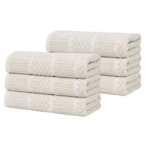 Viscose Cotton Blend Medium Weight Soft Textured Checkered and Ribbed Towel Set by Blue Nile Mills - 1 of 4