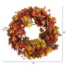 Nearly Natural 32” Autumn Oak Leaf, Berries and Pumpkin Artificial Autumn Wreath - 2 of 4