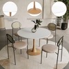 LeisureMod Bristol 35'' Modern Round Dining Table – Durable MDF Top and Wood-Transfer Natural Steel Base for Kitchen, Dining Room, or Cafes - 3 of 4