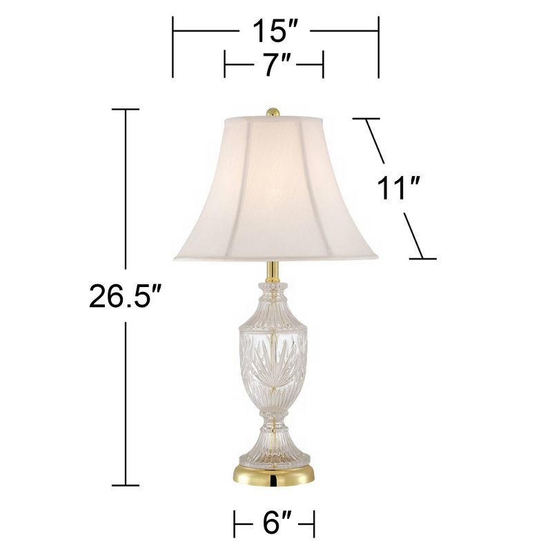 Regency Hill Traditional Table Lamps 26.5" High Set of 2 Cut Glass Urn Brass White Cream Bell Shade for Living Room Family Bedroom Bedside, 4 of 10