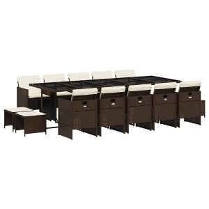 vidaXL Garden Dining Set Brown PE rattan Large Foldable - 1 of 4