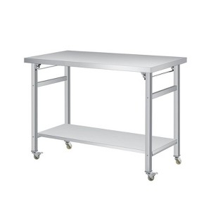 Stainless Steel Folding Table - 920 LBS Commercial Foldable Prep Table, Metal Worktable with Adjustable - 1 of 4