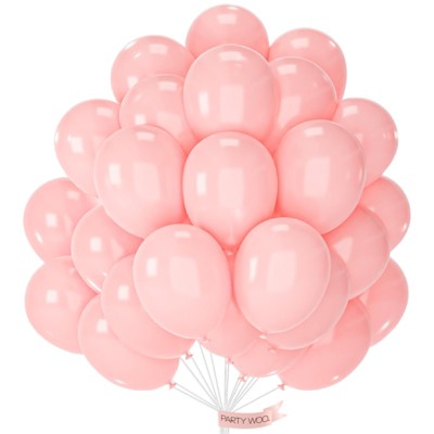 PartyWoo Balloons Light Pink Pastel Baby Pale Pink Orange 12 Inch 50 pcs