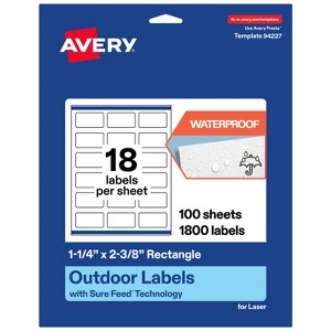 Avery Outdoor Waterproof Labels, 1-1/4" x 2-3/8" Rectangle - 1 of 4