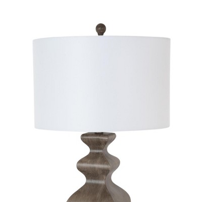 HomeRoots Set of Two 30" Distressed Brown Table Lamp With White Cone Shade