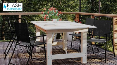 Set of 4 Black Folding Patio Sling Chairs with Armrests